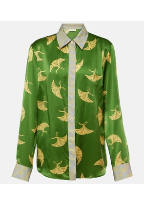 Dries Van Noten Printed silk-blend satin shirt
