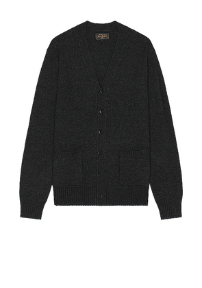 Beams Plus Cardigan Elbow Patch 7g in Charcoal. Size XL/1X.