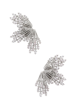 Anton Heunis Sunburst Earrings in Metallic Silver.