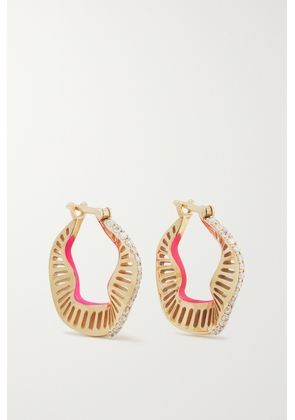 L’Atelier Nawbar - Twisted Waves 18-karat Gold, Enamel And Diamond Hoop Earrings - One size