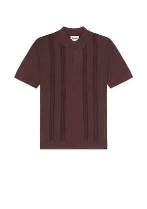 Rhythm Otis Short Sleeve Polo in Brown. Size L, XL/1X.