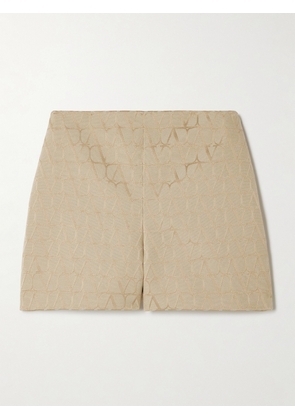 Valentino Garavani - Cotton-blend Jacquard Shorts - Neutrals - IT38,IT40,IT42,IT44