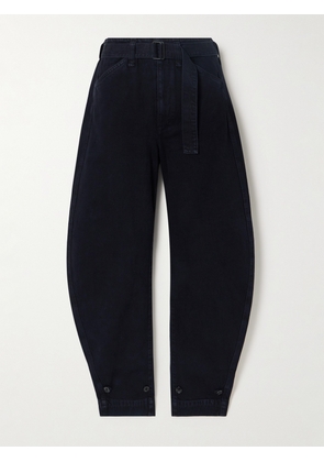 LEMAIRE - Belted Cotton-twill Tapered Pants - Blue - FR34,FR36,FR38,FR40,FR42,FR44