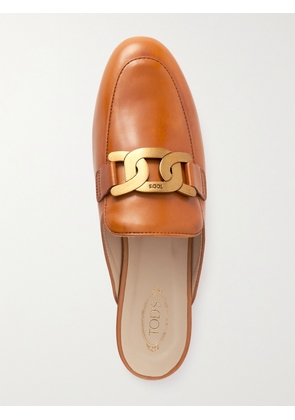 Tod's - Embellished Leather Slippers - Brown - IT34,IT35,IT35.5,IT36,IT36.5,IT37,IT37.5,IT38,IT38.5,IT39,IT39.5,IT40,IT40.5,IT41,IT41.5,IT42