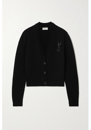 SAINT LAURENT - Embellished Cashmere Cardigan - Black - XS,M,L,XL