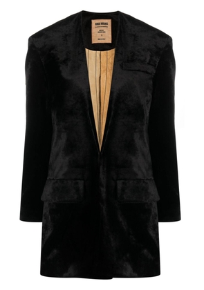 Uma Wang collarless velvet-effect coat - Black