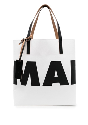 Marni logo-print tote bag - White