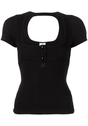 Courrèges cut-out short-sleeve T-shirt - Black