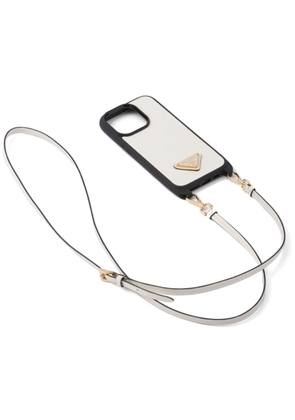 Prada Saffiano leather iPhone 14 cover - White