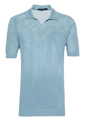 Tagliatore Jake open-knit polo shirt - Blue