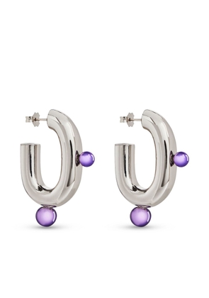 Rabanne XL pearl-embellished link earrings - Silver