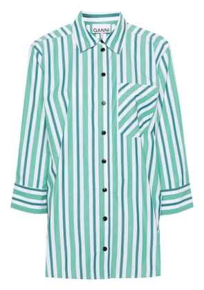 GANNI logo-embroidered striped shirt - Green