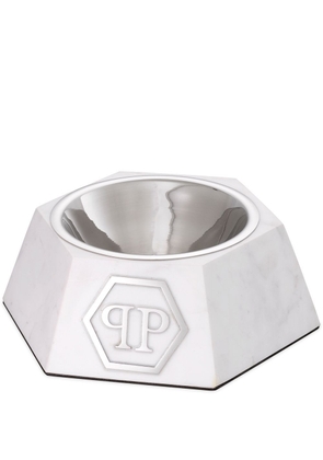 Philipp Plein M logo-plaque dog food bowl - White
