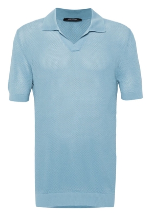 Tagliatore open-knit polo shirt - Blue