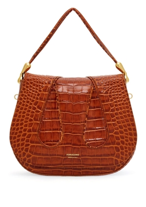 Ferragamo crocodile-effect leather shoulder bag - Brown