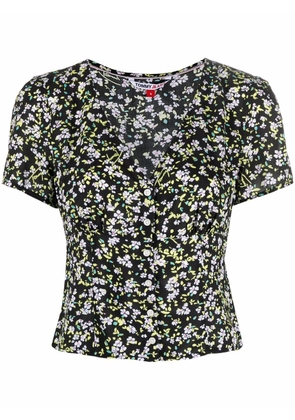 Tommy Jeans floral-print buttoned-up blouse - Black