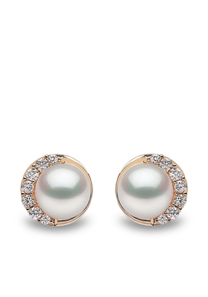 Yoko London 18kt yellow gold Trend freshwater pearl and diamond stud earrings