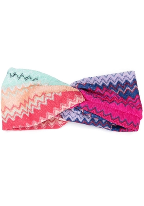 Missoni zigzag-woven knot-detailed headband - Pink