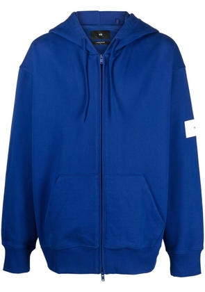 Y-3 front zip-fastening cotton hoodie - Blue