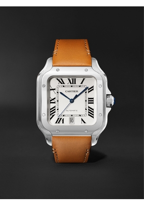 Cartier - Santos 39.8mm Interchangeable Stainless Steel and Leather Watch, Ref. No. CRWSSA0018 - Men - Silver