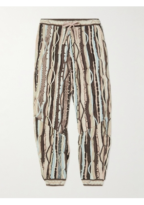 KAPITAL - Tapered Jacquard-Knit Cotton Drawstring Trousers - Men - Brown - 1