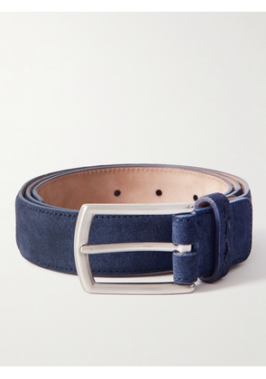 Zegna leather reversible engraved logo belt - Blue
