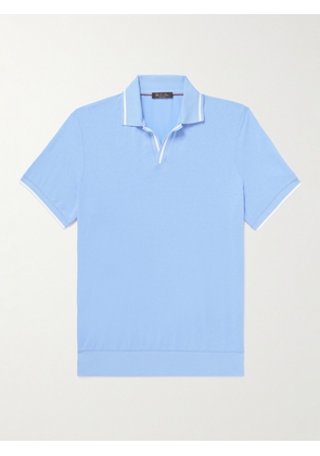 Loro Piana - Contrast-Tipped Cotton Polo Shirt - Men - Blue - S