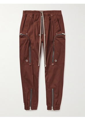 Rick Owens - Bauhaus Tapered Organic Cotton-Blend Poplin Drawstring Cargo Trousers - Men - Burgundy - IT 46