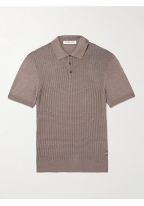 Orlebar Brown - Burnham Woven Silk and Cotton-Blend Polo Shirt - Men - Brown - S