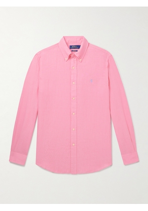 Polo Ralph Lauren - Button-Down Collar Logo-Embroidered Linen Shirt - Men - Pink - XS