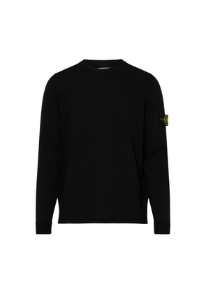 Round neck sweater with logo patch