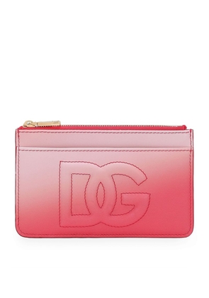 Dolce & Gabbana Leather Gradient Zip Card Holder