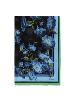 Dolce & Gabbana Silk Crepon Foulard Floral Print Scarf