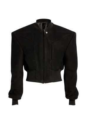 Rick Owens Leather Padded-Shoulder Bomber Jacket
