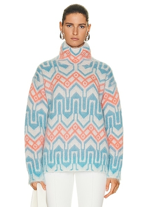 Moncler Grenoble Turtleneck Sweater in Blue  Orange  & Multi - Baby blue. Size XS (also in L).