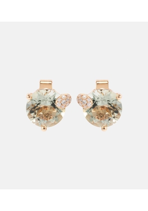Bucherer Fine Jewellery 18kt rose gold earrings with prasiolites and diamonds