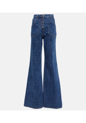 Etro Printed high-rise flared jeans