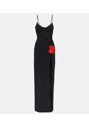 David Koma Floral-appliqué cady gown