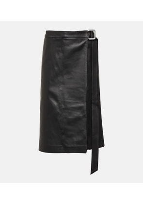 Ami Paris Wrap leather midi skirt