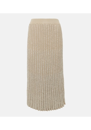 Brunello Cucinelli Embellished pleated knit midi skirt
