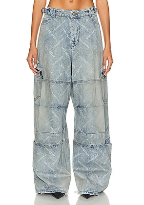 Balenciaga Cargo Pant in All Over Dirty Blue - Blue. Size L (also in M, S).
