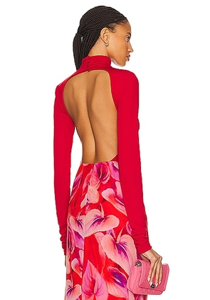 The Andamane Parker Open Back Bodysuit in Red - Red. Size L (also in M, S, XS).