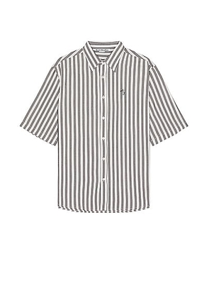Acne Studios Short Sleeve Stripe Shirt in Black & White - Black,White. Size 46 (also in 48, 50, 52).