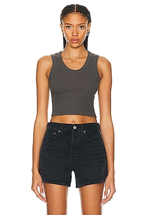 AGOLDE Cropped Poppy Tank in Raven - Grey. Size L (also in M, S, XL, XS).