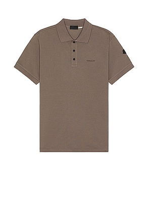 Moncler Short Sleeve Polo in Taupe Gray - Taupe. Size L (also in M, XL/1X).