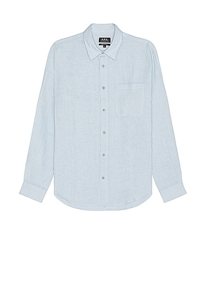 A.P.C. Chemise Cassel Logo in Light Blue - Baby Blue. Size L (also in M, S).