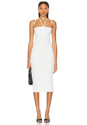Andreadamo Stretch Knit Midi Dress in Ivory - Ivory. Size L (also in M, S).