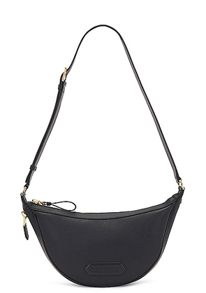 TOM FORD Smooth Grain Leather & Smooth Leather Zip Crescent Bag in Black - Black. Size all.