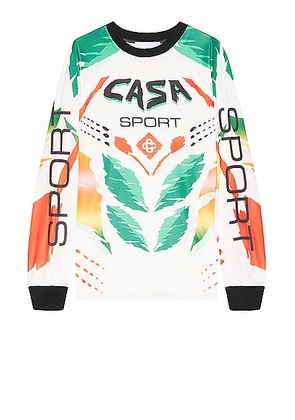 Casablanca Casa Moto Sublimated Long Sleeve T-shirt in Casa Moto White - White. Size L (also in M, S, XL).