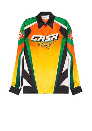 Casablanca Classic Collar Long Sleeve Shirt in Casa Moto Sport - Orange. Size L (also in M, XL).